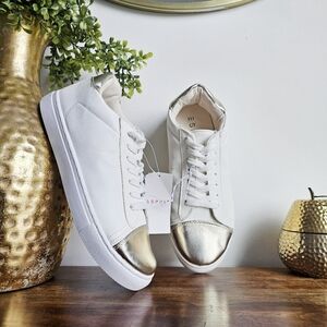 NEW Vintage ESPRIT White Gold Wave Platform 90's Lace Up Y2K Sneakers Size 7.5